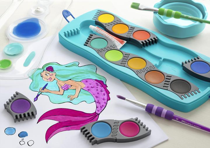 Actual product image Faber-Castell Gouache Connector paint box turquoise with 12 (12 ml)