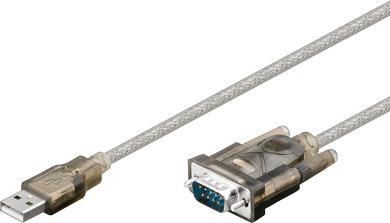 Goobay USB serial RS232 converter, transparent USB 2.0 plug (type A) > D-SUB/RS-232 plug (9-pin... (1.50 m)