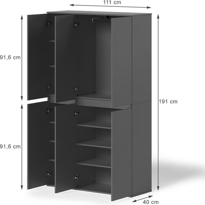 Image du produit Vicco Claus mit 6 Türen (111 x 40 x 191.50 cm)