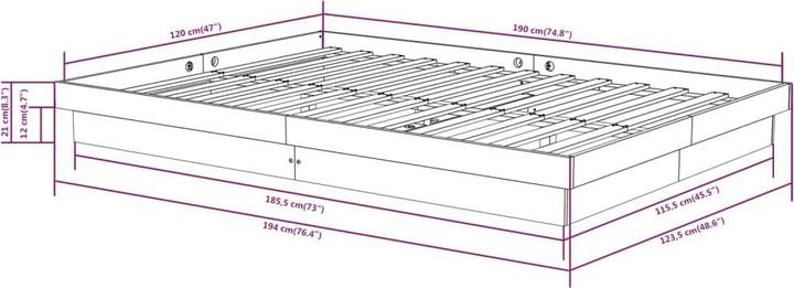 Produktbild vidaXL Bettgestell (120 x 190 cm)