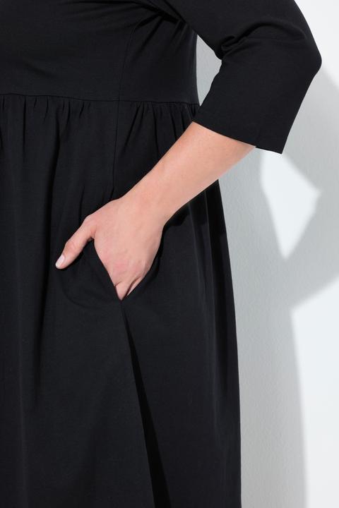 Immagine prodotto Ulla Popken Maxi abito in jersey dal taglio svasato con scollo a girocollo, maniche a 3/4 e tasche (54)