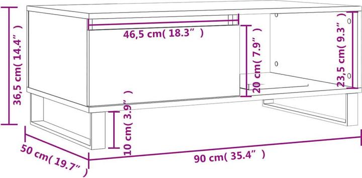 Image du produit vidaXL Couchtisch (90 x 50 x 36.50 cm)