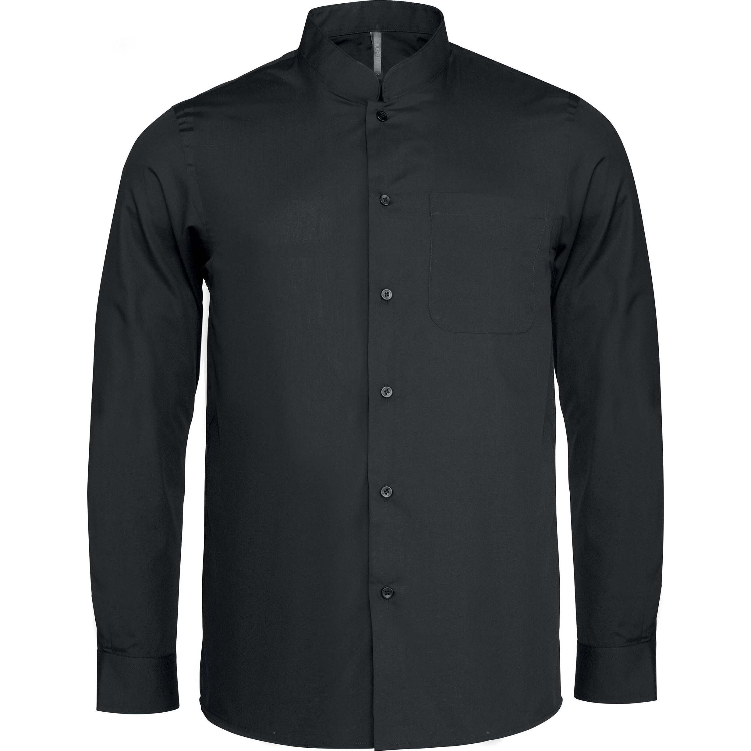 Kariban, Herren, Hemd, Hemd mit Mao-Kragen, Schwarz, (XXL)