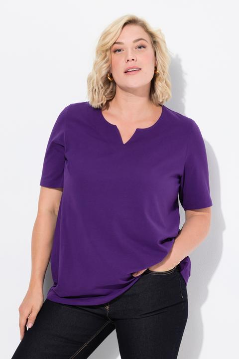 Actual product image Ulla Popken Essential Notch Neck Stretch Tee (62)