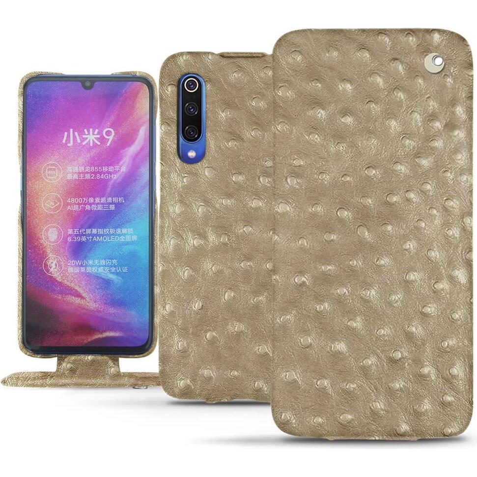 Noreve Lederschutzhülle vertikal (Xiaomi Mi 9), Smartphone Hülle, Beige