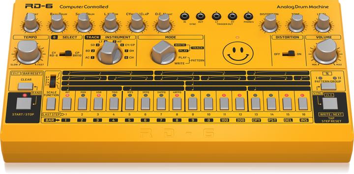 Actual product image Behringer RD-6 -analogue rumpukone, keltainen