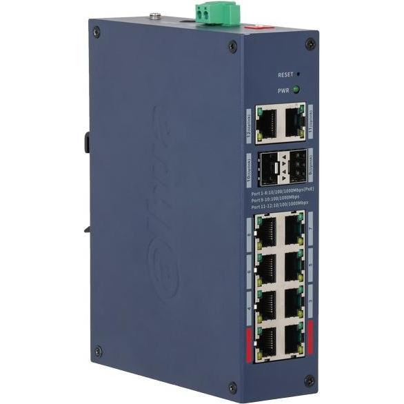 Dahua Tecnologia degli interruttori ZARZĄDZALNY SWITCH PRZEMYSŁOWY POE CHS4212-8GT-110 8-PORTOWY SFP (8 porte), Switch di rete, Nero