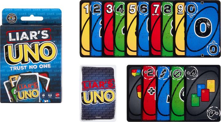 Produktbild Mattel UNO Liars (Deutsch, Englisch, Französisch, Italienisch, Niederländisch, Portugiesisch, Spanisch, 2 - 6 Spieler)
