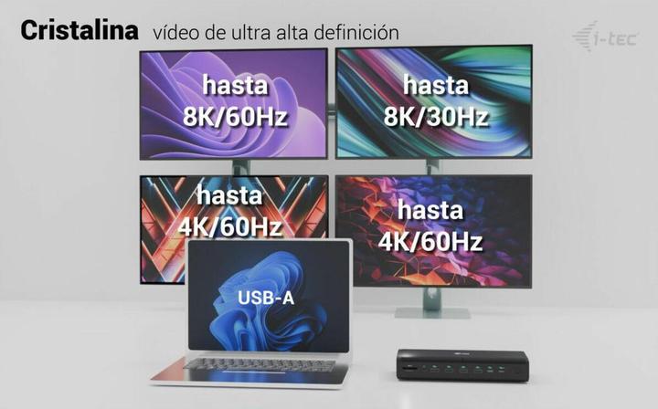 Produktbild i-tec Universal 6x 4K Display DS 6x4K 2xDP 2xHDMI 2xUSB-C 1xGLAN 2xUSB-C Gen.2 4xUSB 3.2 1xAudio/Mic (USB-C)