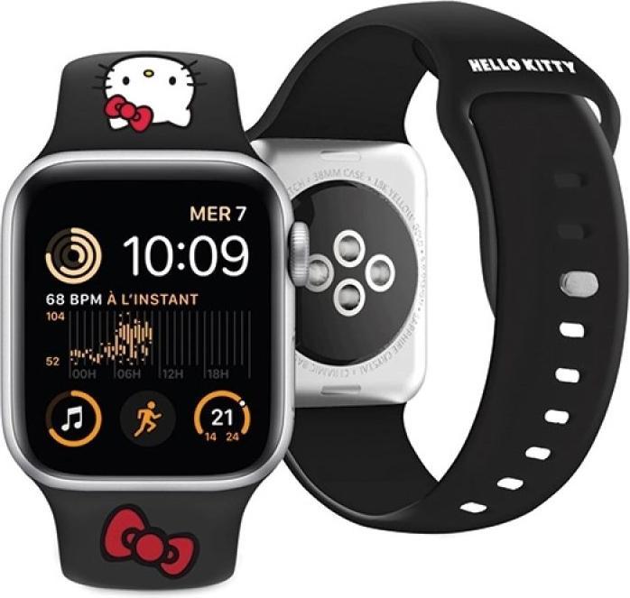 Immagine prodotto Hello Kitty Pasek HKAWMSCHBLK Apple Watch 38/40/41mm cinturino nero in silicone Kitty Head (38 mm, Acciaio inossidabile, In plastica, Silicone)