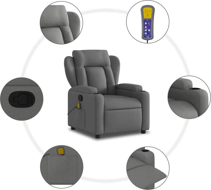 Produktbild VidaXL Massagesessel Dunkelgrau Stoff,Farbe: Dunkelgrau,Material