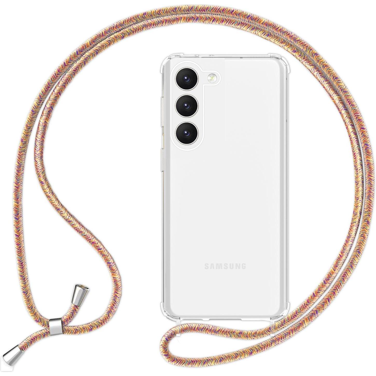 Nalia Klare Hybrid Hülle mit Kette zum Umhängen, Handykette, Mehrfarbig