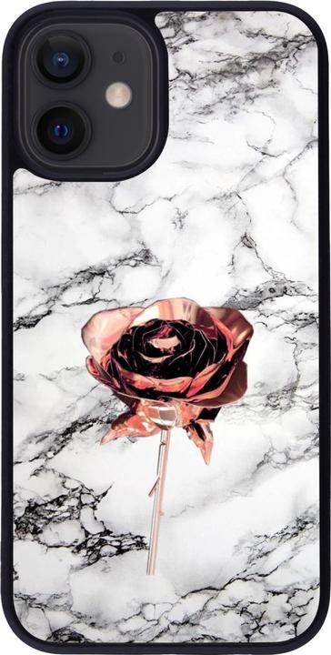 Actual product image PhoneLook Coque Silicone rigide noir Marble Rose Gold (Apple iPhone 12 mini)
