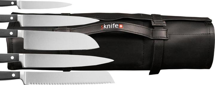 Sknife Messertasche Kunstleder bestückt mit 5 geschmiedeten Wok Messern und Zubehör