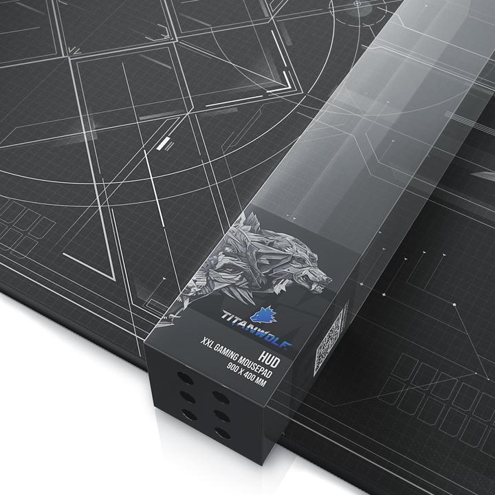 Produktbild Titanwolf Gaming Mauspad XXL, glattes Stoffgewebe, Speed Mausmatte 900 x 400mm grosse Fläche, HUD Motiv (Wide)
