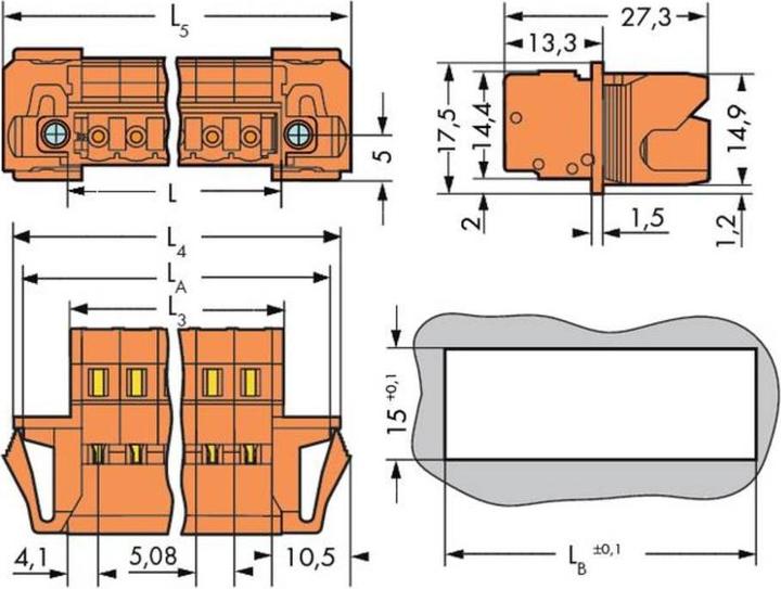 Actual product image Wago 1-wire pin header