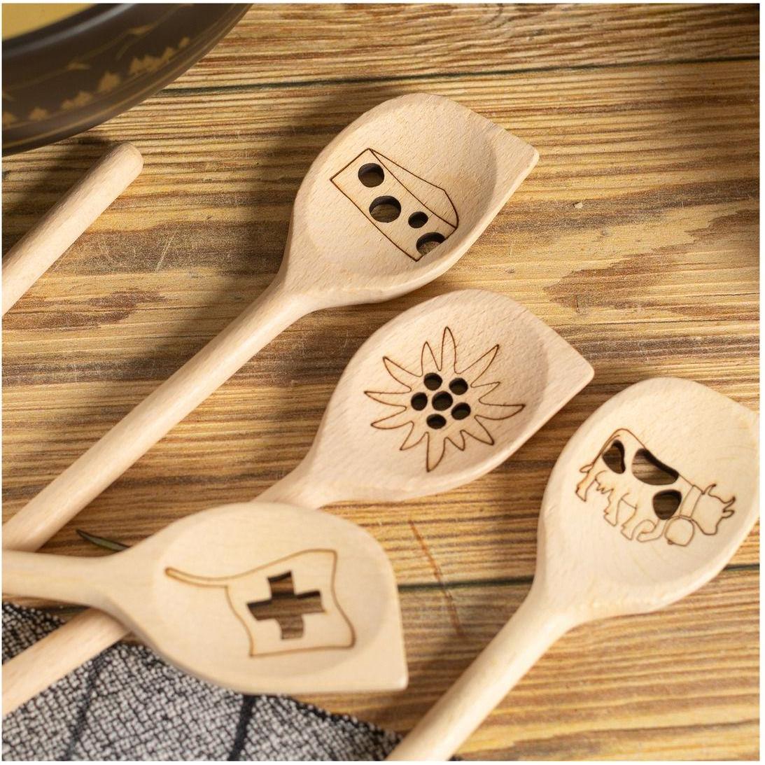 Thumbnail - 6x Kuhn Rikon Holzkelle Käse, Kochbesteck, Braun