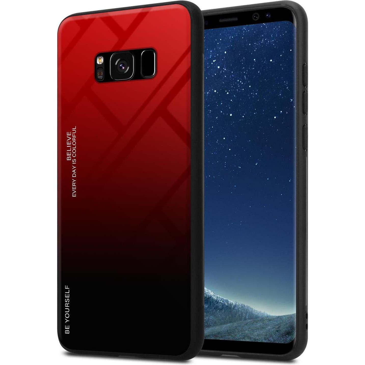 Cadorabo TPU 2 Farben Glas Cover (Samsung Galaxy S8+), Smartphone Hülle, Schwarz