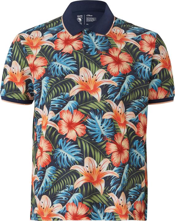 Produktbild S.Oliver Polo-Shirt Poloshirt aus Baumwolle mit All-over-Print (XXL)
