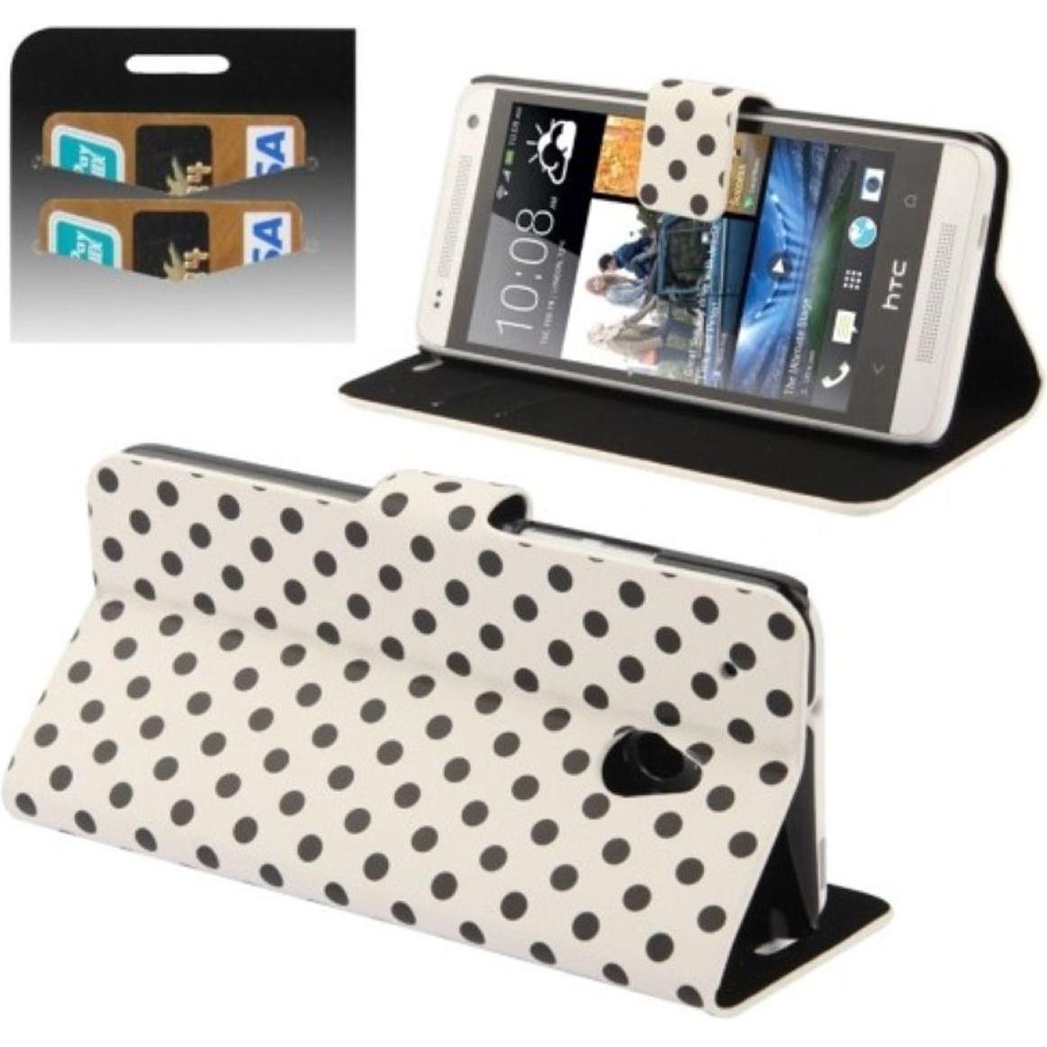 Thumbnail - König Design Schutzhülle Handytasche (Flip Quer) für Handy HTC One mini M4 Weiss / Schwarz (HTC One Mini), Smartphone Hü...