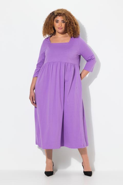 Produktbild Ulla Popken Jerseykleid, A-Linie, Carré-Ausschnitt, 3/4-Arm (54)