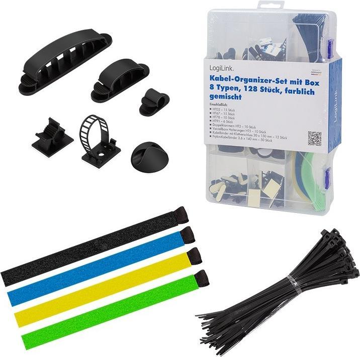 Actual product image LogiLink Kabel-Organisations-Set in einer Box, 8-Artikel, 128 Stk., gemischtfarbig
