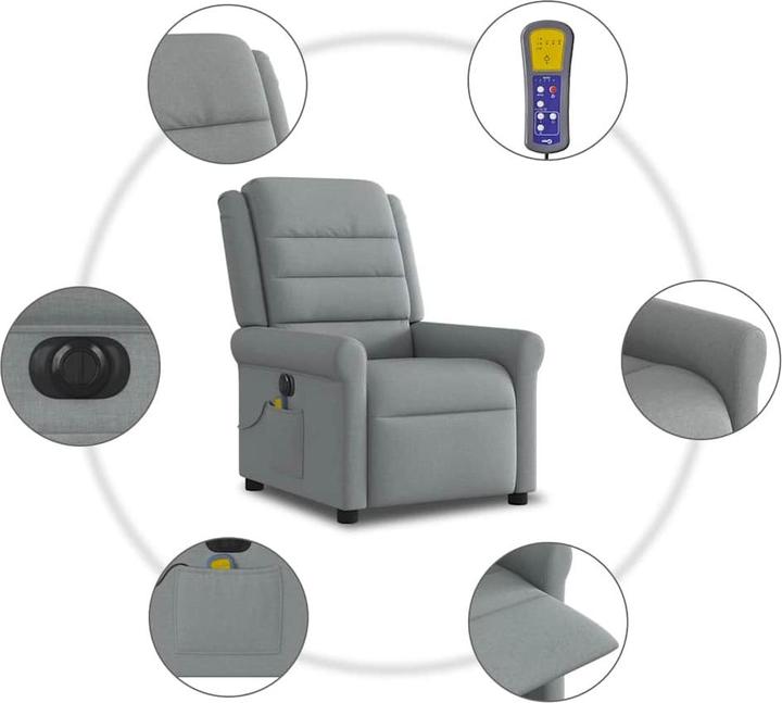 Actual product image vidaXL Massage chair electric light grey fabric