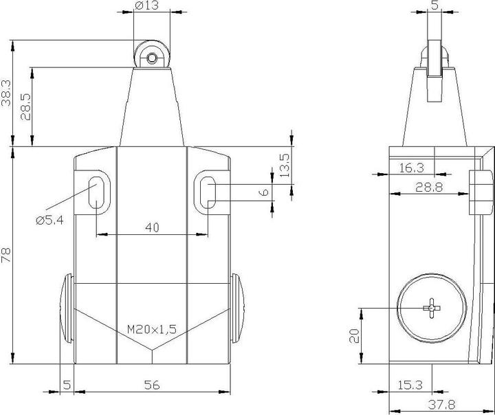 Produktbild Siemens Positionsschalter 56mm Rollenstössel