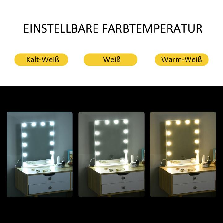 Actual product image Homcom Make-up mirror with 12 LED lights (51 x 41.5 x 13.5 cm)