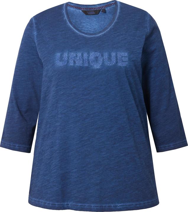 Actual product image Ulla Popken UNIQUE Embroidered 3/4 Sleeve Tee (46, 48)