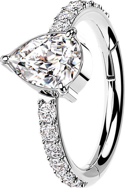 Immagine prodotto Star Piercing Anello a micro segmenti con cerniera in argento con cristalli laterali e gocce di cristallo in (senza ottone, Titanio)