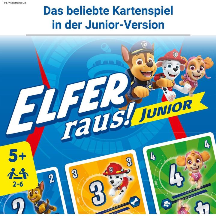 Immagine prodotto Ravensburger 20953 PAW Patrol Elfer raus! Junior - Semplice gioco di carte per 2-6 giocatori 5+ (Francese, Italiano, Tedesco, 2 - 6 Giocatori)