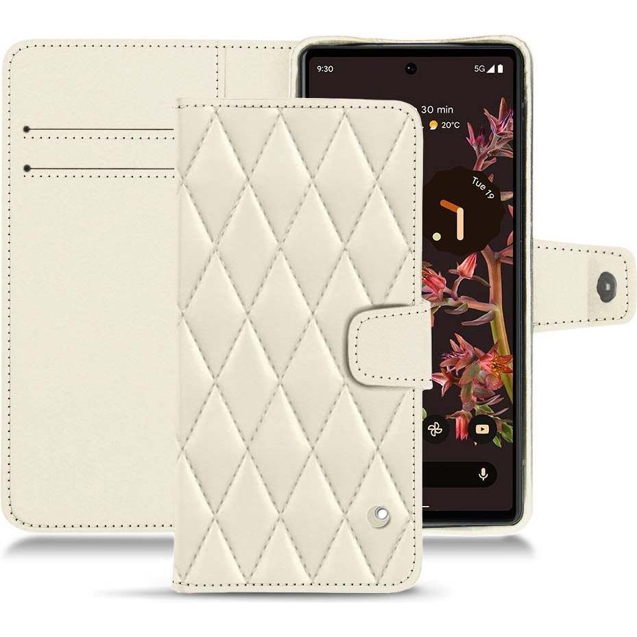 Noreve Lederschutzhülle Wallet (Google Pixel 6), Smartphone Hülle, Weiss