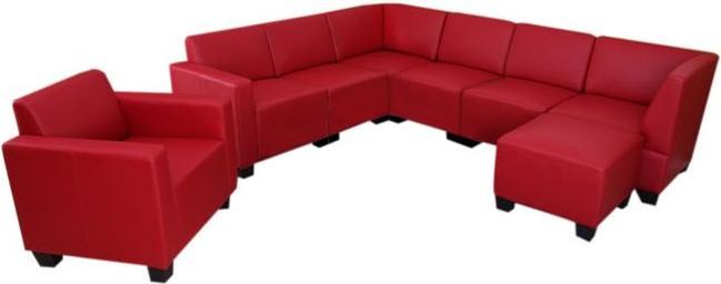 Produktbild Mendler Modular Sofa-System Couch-Garnitur Lyon 6-1-1, Kunstleder, rot (Ecksofa)