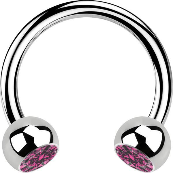 Immagine prodotto Star Piercing Micro Circular Barbell argento con due sfere di cristallo rosa (senza ottone, Acciaio chirurgico 316L)