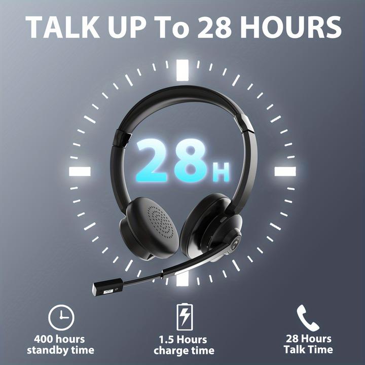 Produktbild PhoneLook Vonztek Kabelloser Noise-Cancelling Kopfhörer mit Mikrofon und Ladestation für Homeoffice und Videok (ANC, 28 h, Kabellos)