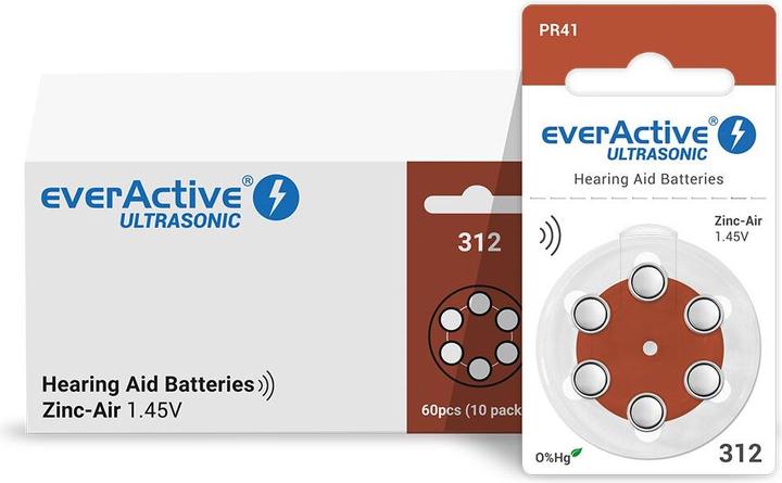 Actual product image Everactive Ultrasonic 312 - Hearing aid batteries (6 pcs., A312)