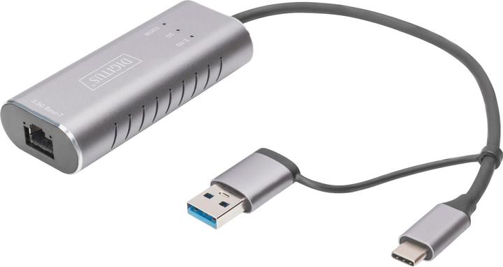 Productafbeelding Digitus USB Type-C™ Gigabit Ethernet Adapter 2.5G, USB-C™ + USB A (USB3.1/3.0) (USB, USB-C, RJ45 2.5 Gigabit Ethernet (1x))