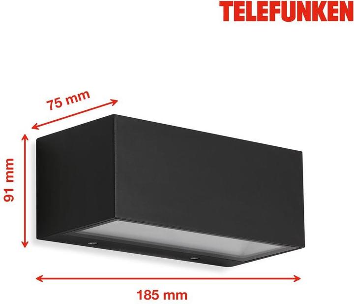 Image du produit Telefunken Applique murale LED d'extérieur, noir, 1xLED platine/12W (1200 lm, IP44)