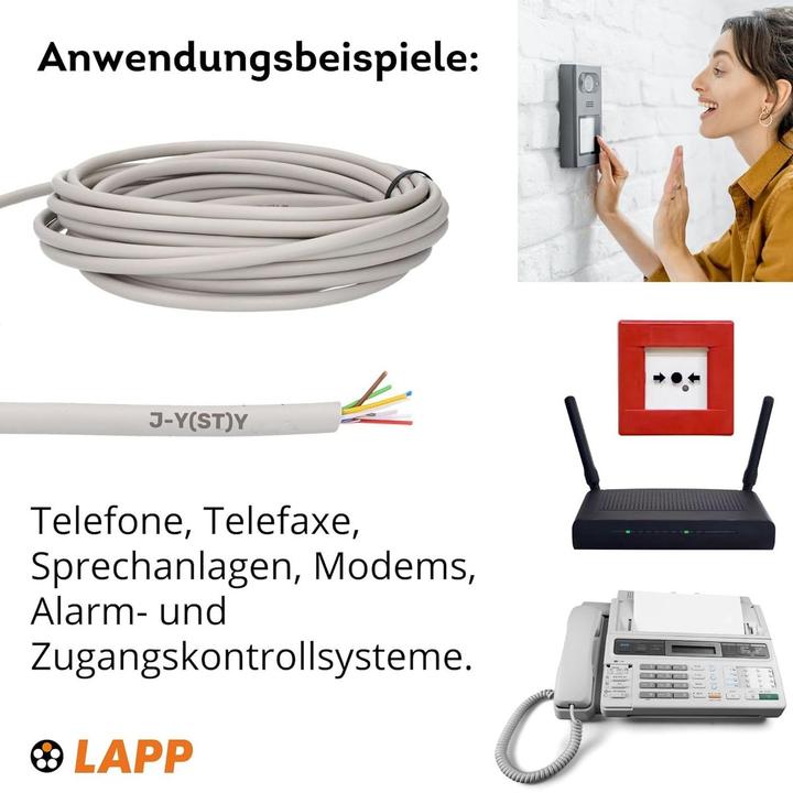 Produktbild Lapp 50 Meter 1591301 Telefonkabel 2x2x0,6 mm J-Y(ST) Y Telefonleitung 2x2x0,6 geschirmt I Fernmelde