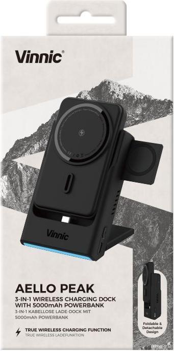 Immagine prodotto Vinnic AELLO PEAK Charging Dock (5000 mAh, 15 W, 15 Wh)