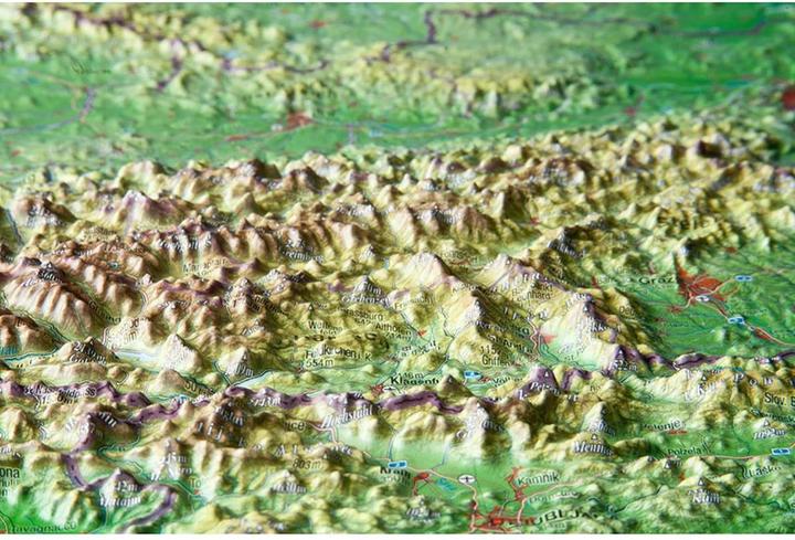Actual product image 3D relief map Austria