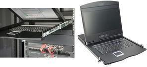Actual product image Digitus modular console with 483cm 19inch TFT 16 port KVM & touchpad German keyboard RAL 9005 -...