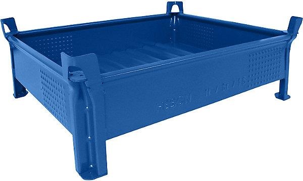 Actual product image Heson-Werk Stacking container made of sheet steel, low design, walls closed