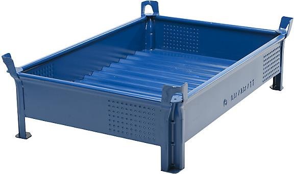 Actual product image Heson-Werk Stacking containers made of sheet steel, low design, walls closed