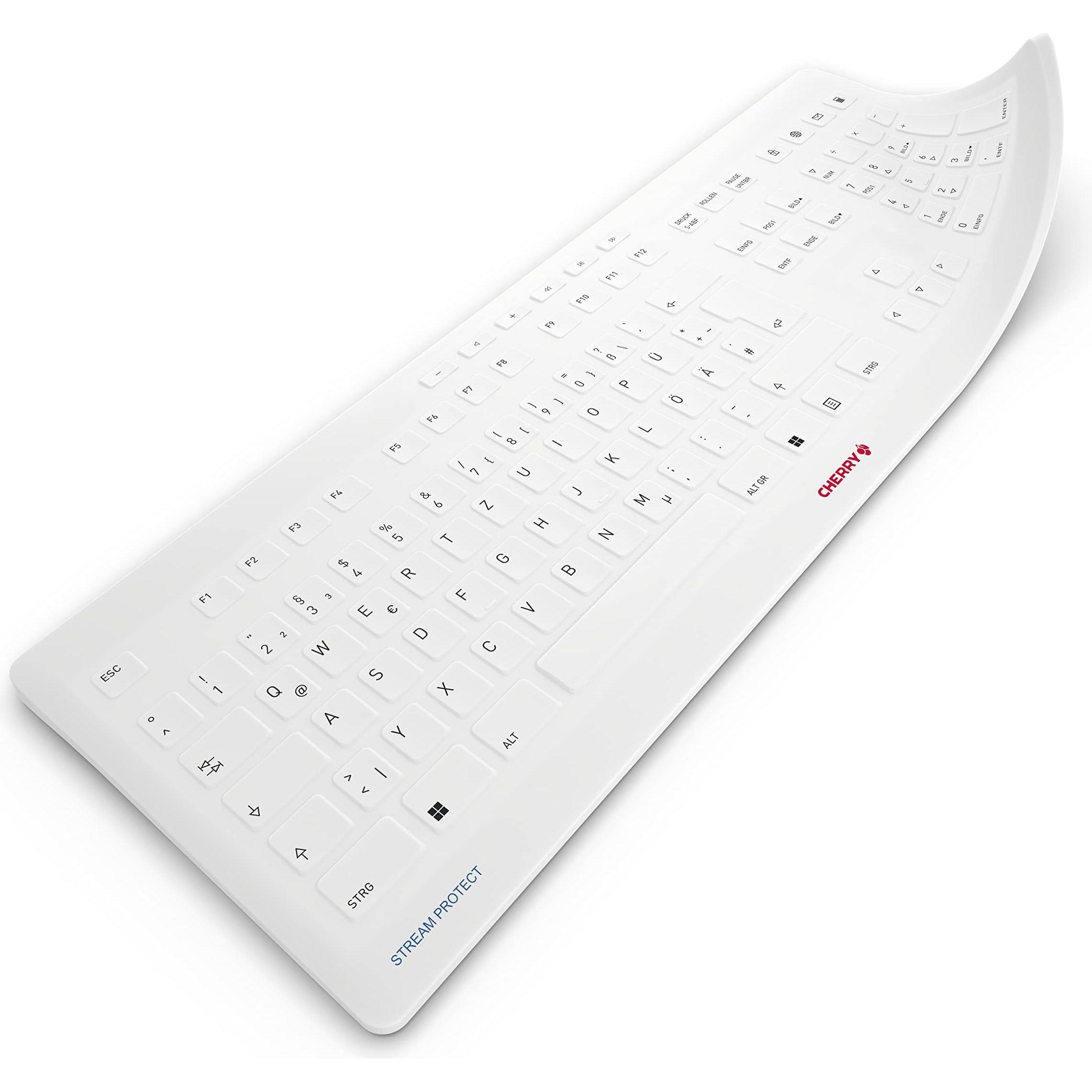 CHERRY TAS STREAM PROTECT MEMBRANE US-Layout weiss (US, Kabellos), Tastatur, Weiss