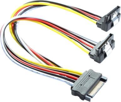 Image du produit Good Connections Câble d'alimentation SATA en Y, SATA mâle vers 2x SATA femelles 90° coudé vers le bas, ®. (S-ATA 15 broches)