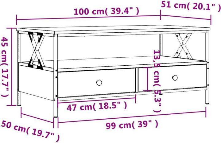 Image du produit vidaXL Couchtisch (51 x 100 x 45 cm)