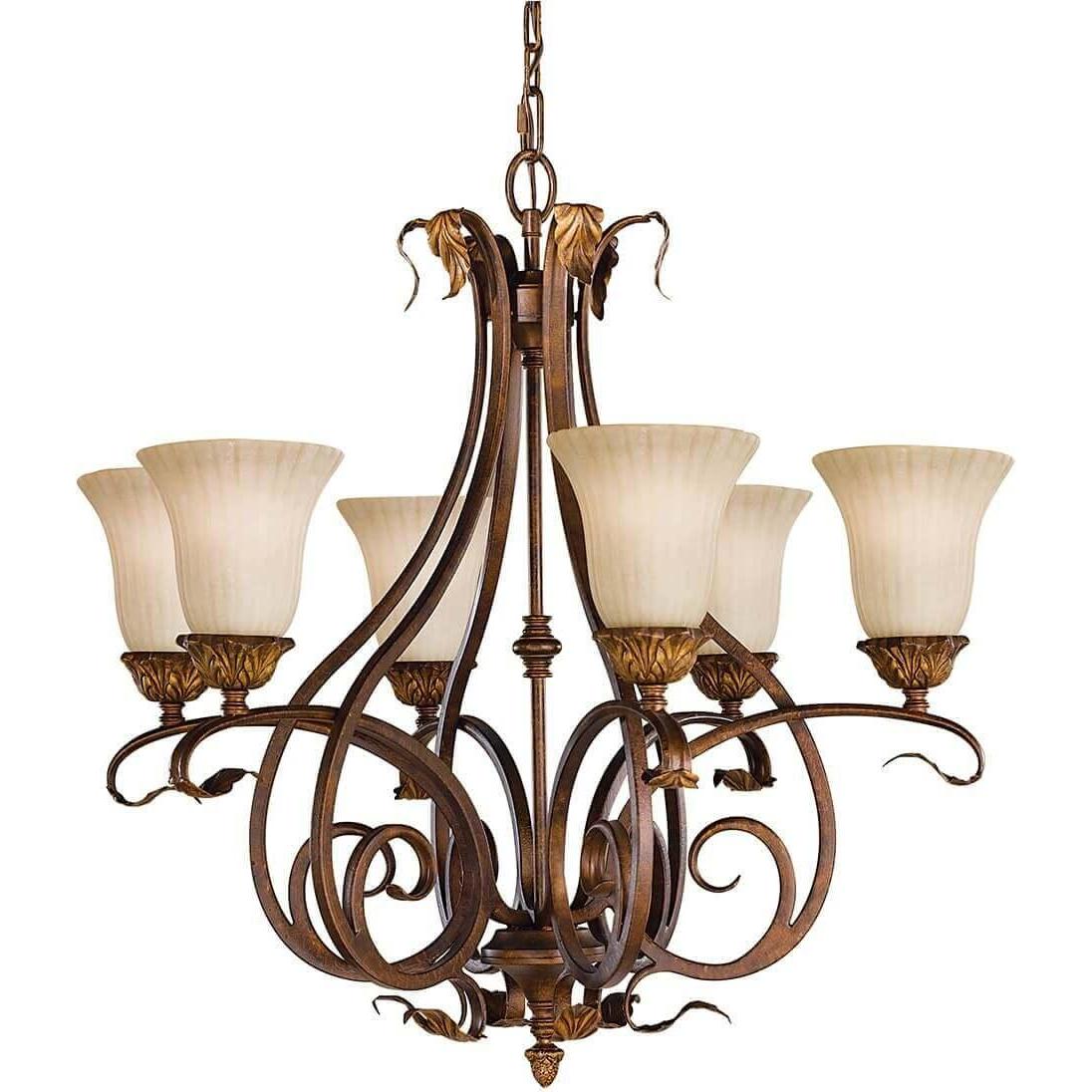 Elstead Lighting, Kronleuchter, Sonoma Valley Kronleuchter E27 6-fach Gealterter Schildpatt (73 cm)