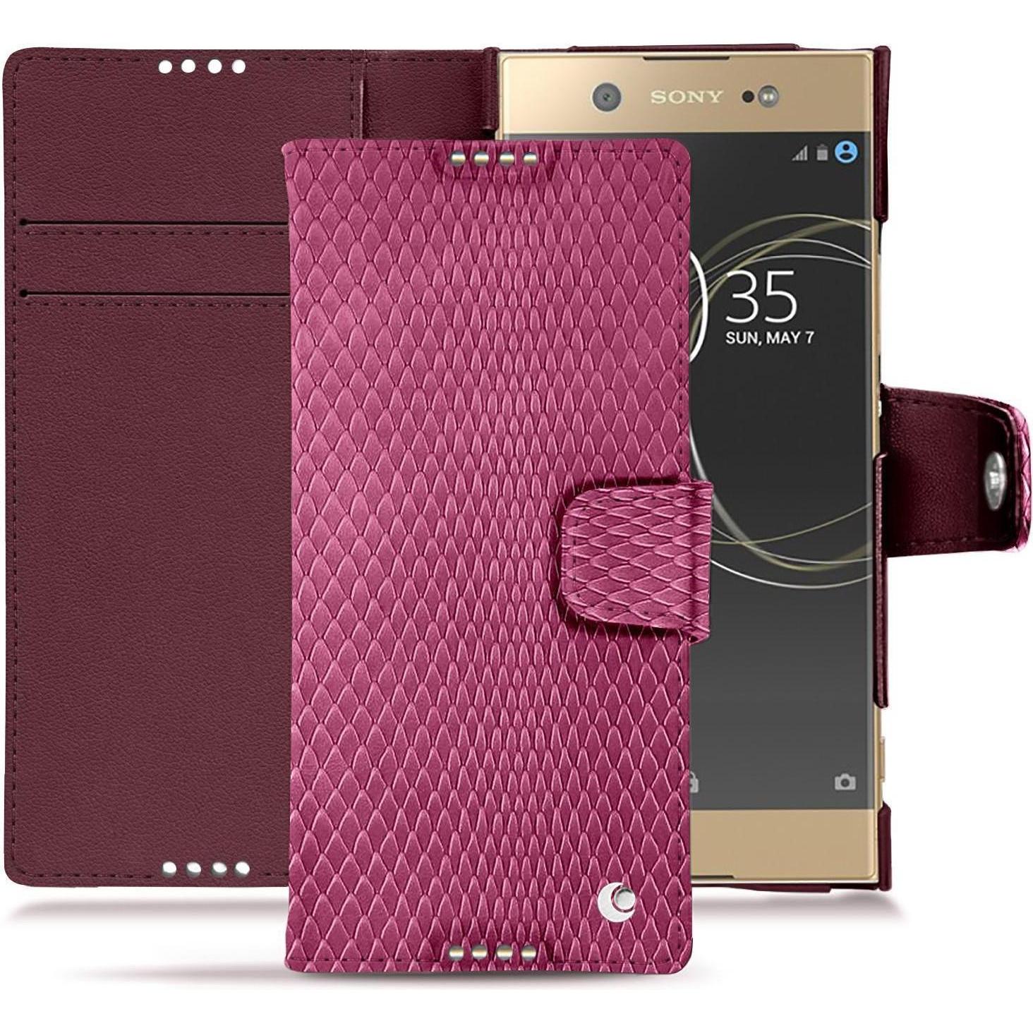 Noreve Lederschutzhülle Wallet (Sony Xperia XA1 Ultra), Smartphone Hülle, Rosa